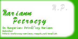 mariann petroczy business card